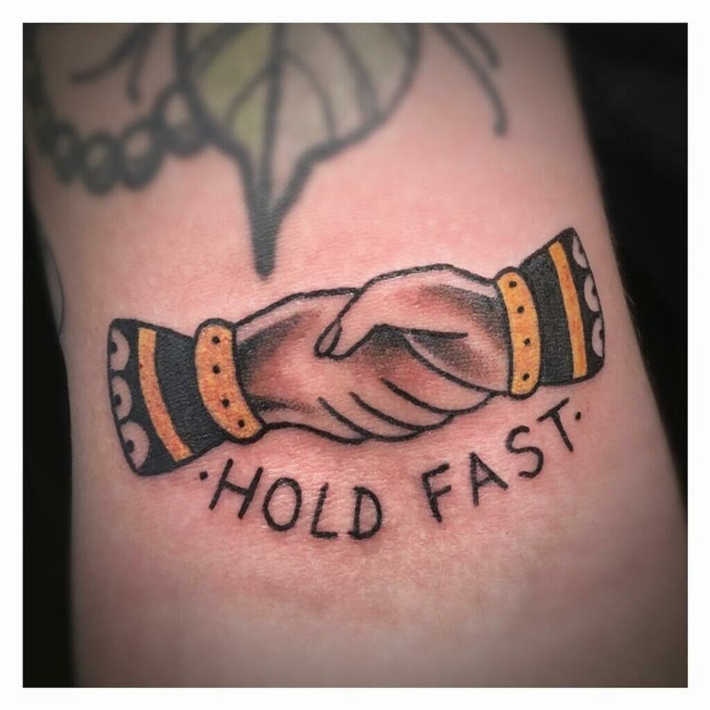 Handshake And Hold Fast Tattoo