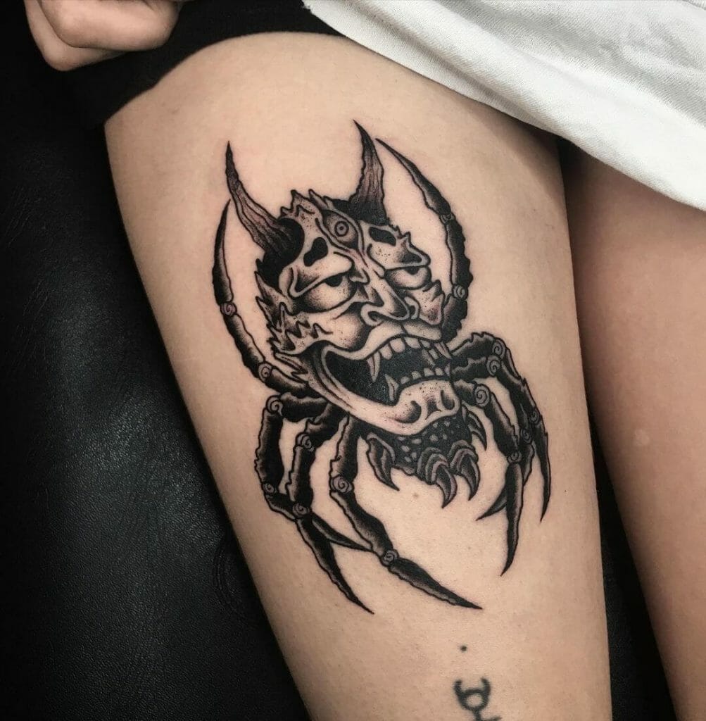 Hannya And Oni spider Tattoos Designs