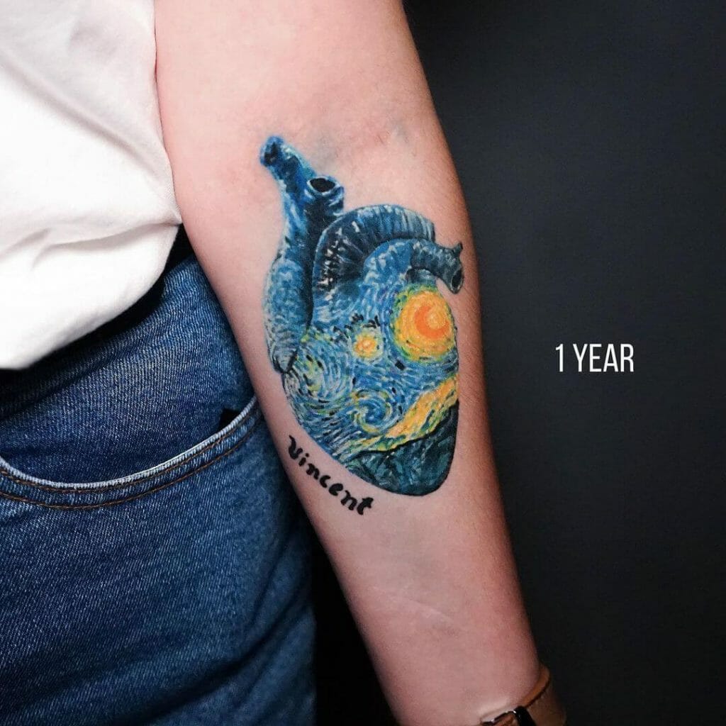 Heart-Shaped Starry Night Tattoo