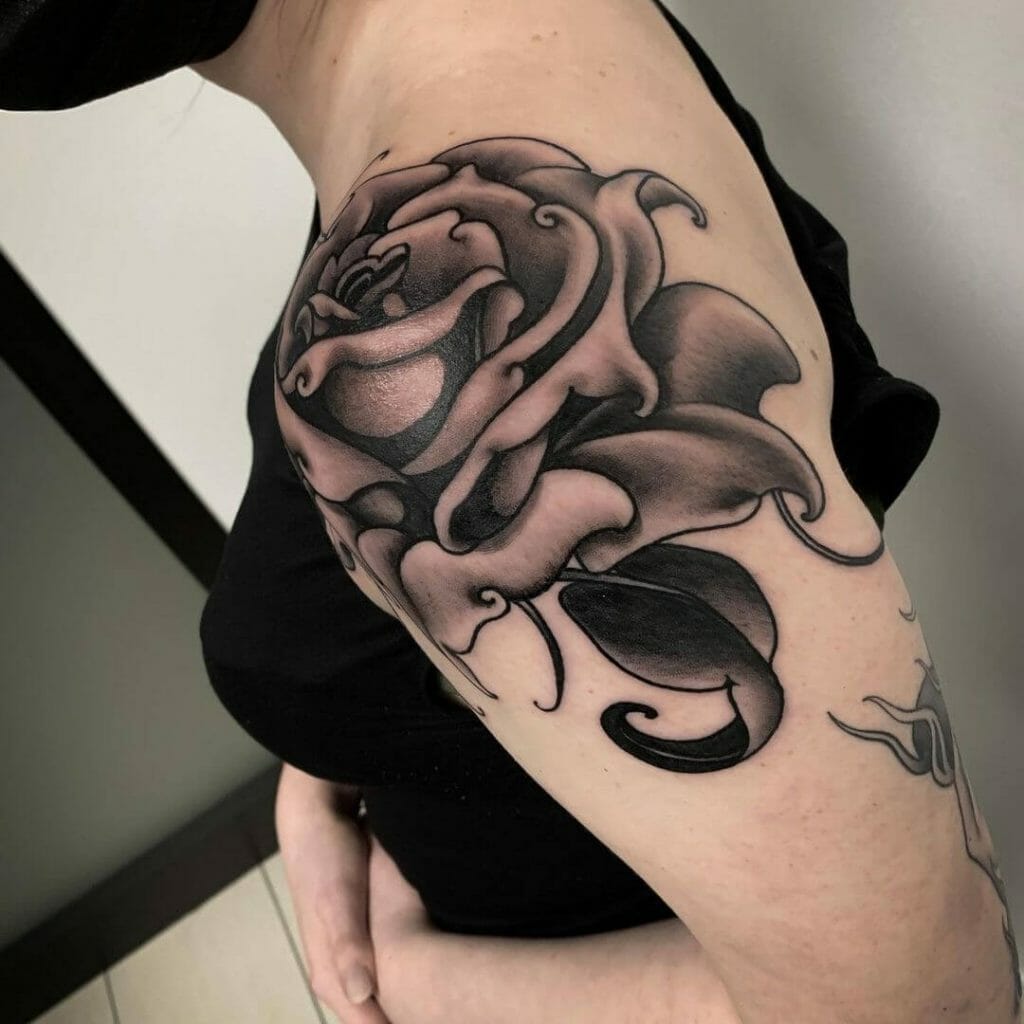 Heavily Shaded Rose Tattoo Ideas