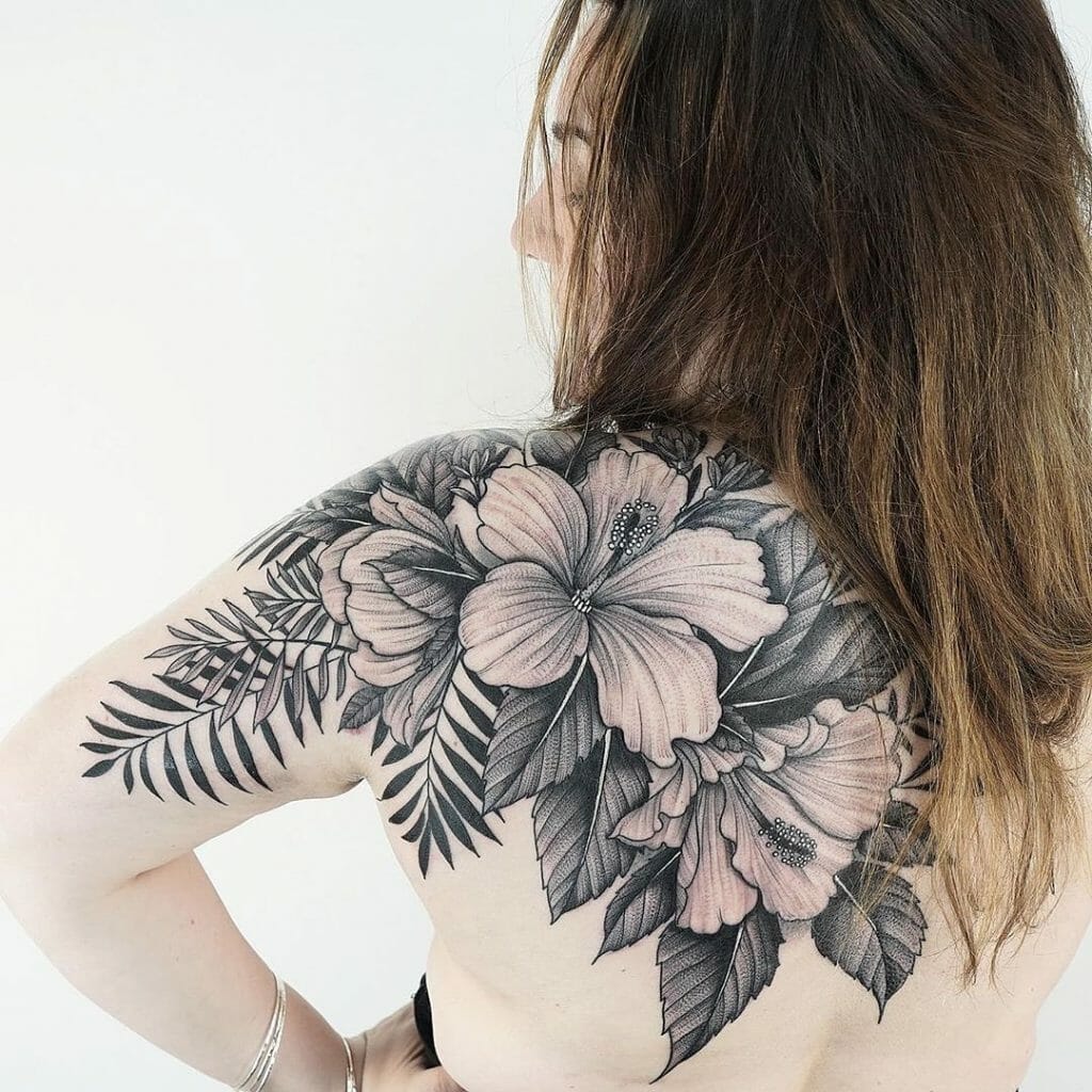 Hibiscus Shoulder Tattoo