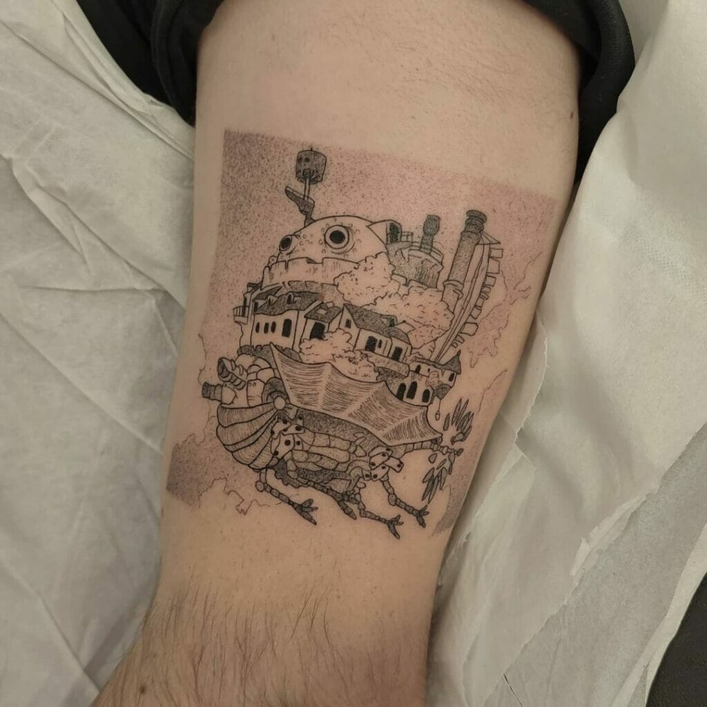 Howl's Moving Castle Leg Tattoo