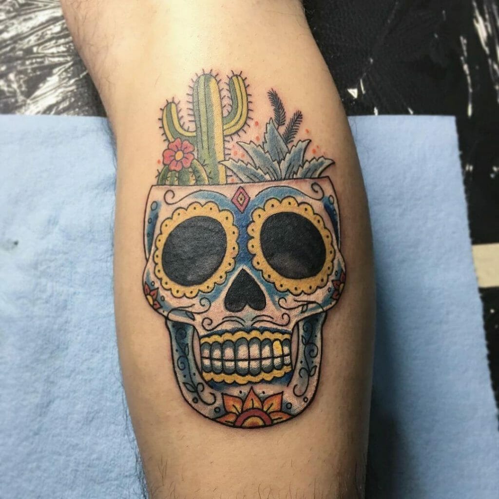Human Skull With Agave
