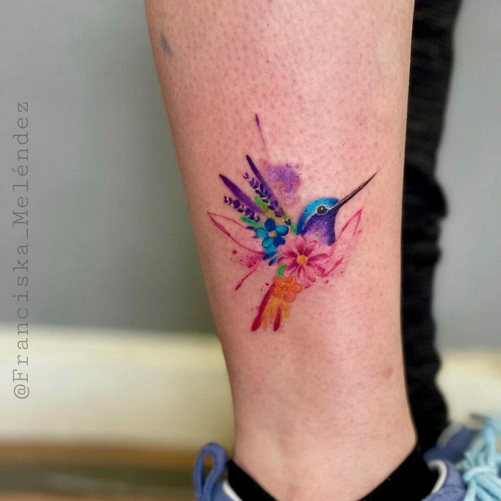 Humming Bird Floral Tatuajes Design