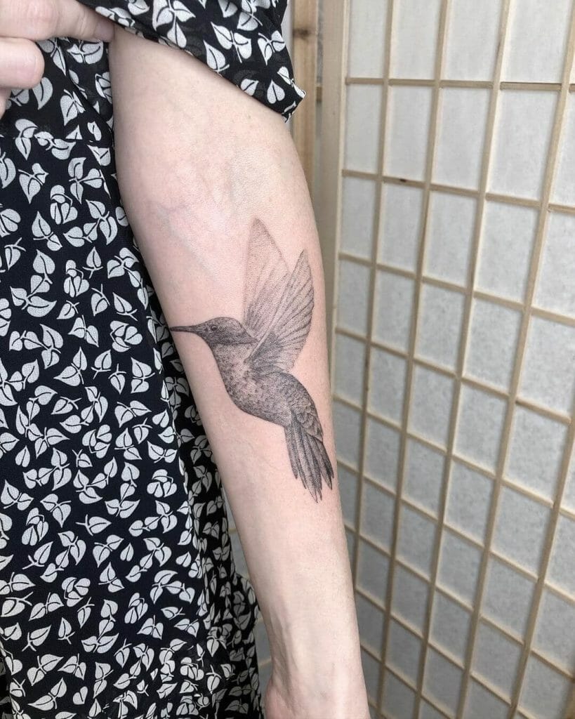 Hummingbird Stippling Tattoo