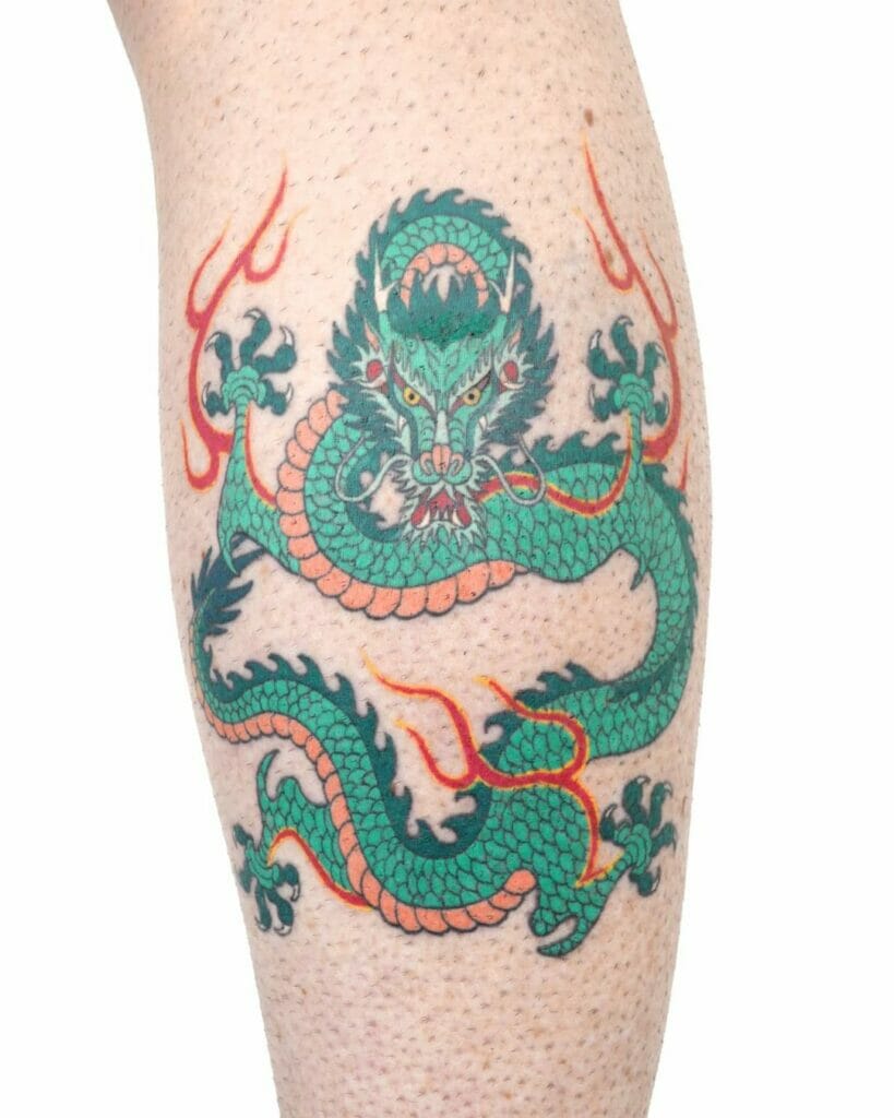 Japanese Dragon Leg Tattoos
