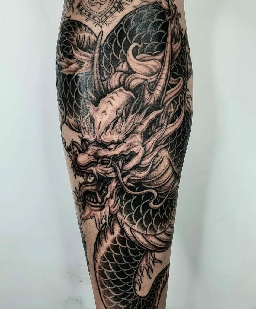 Japanese Irezumi Dragon Leg Tattoo