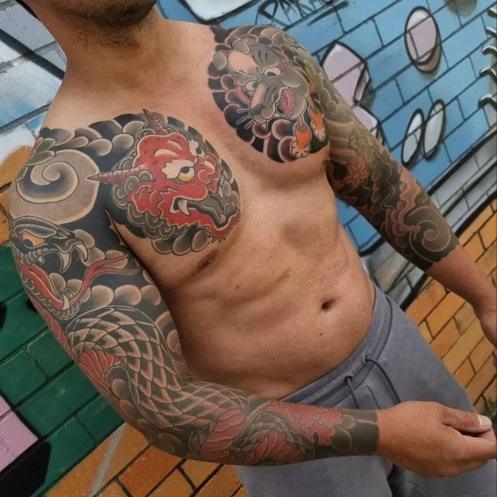 Japanese Sleeve Tattoo on Brown Skin