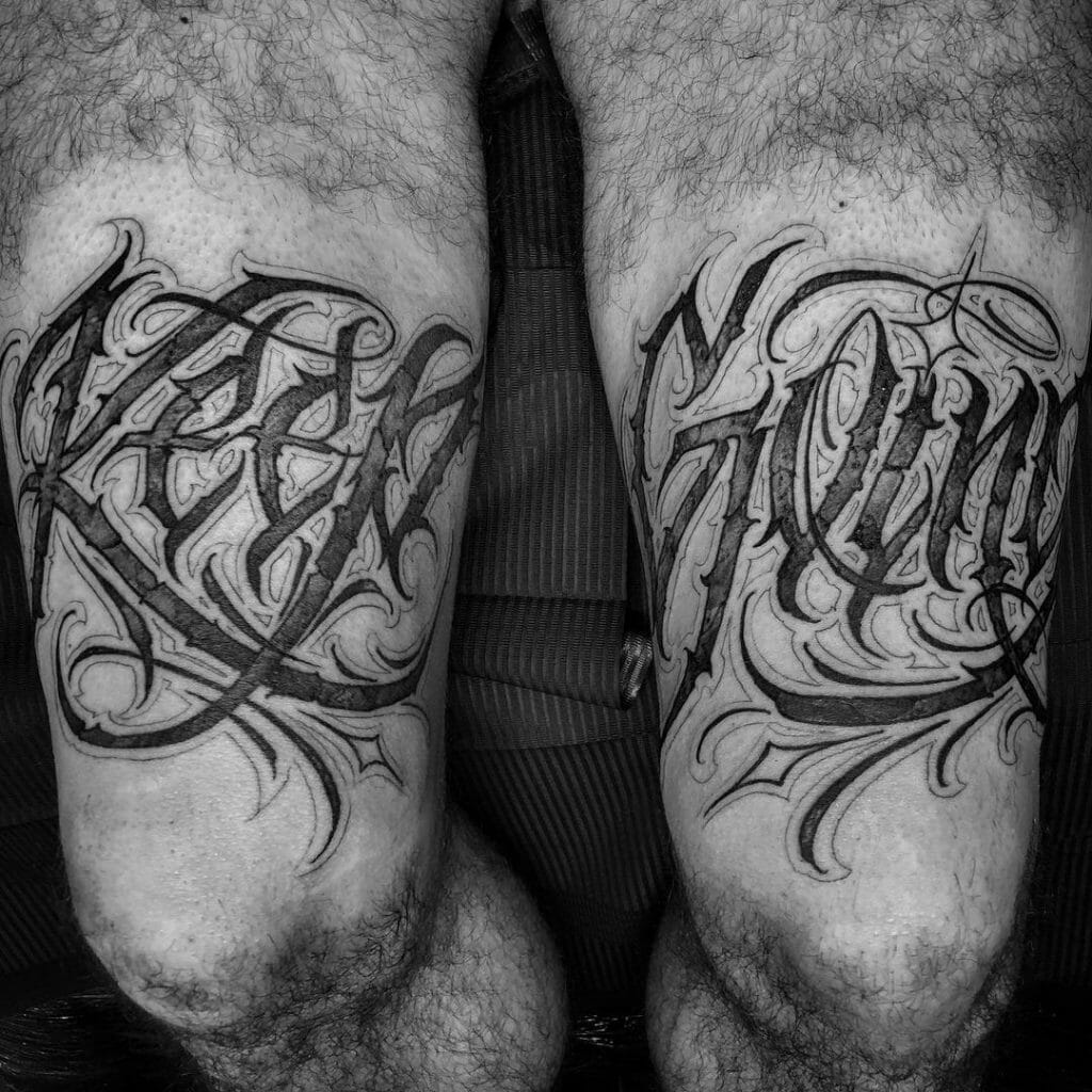 Knee Script Tattoos