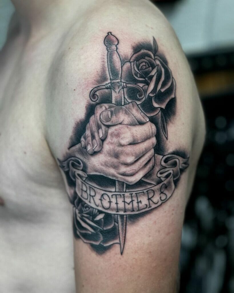 Knife And Hands Brothers Tattoo