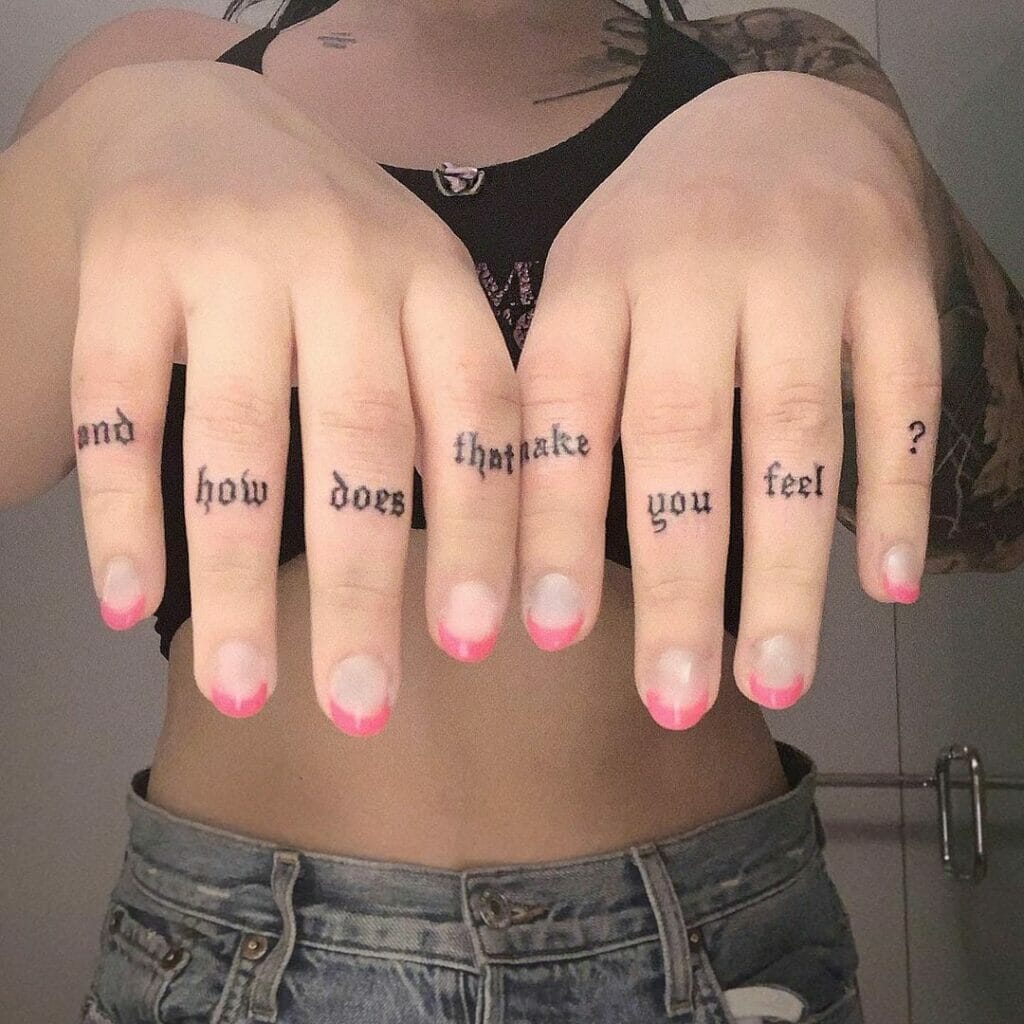 Knuckle Tats Of Words And Phrases