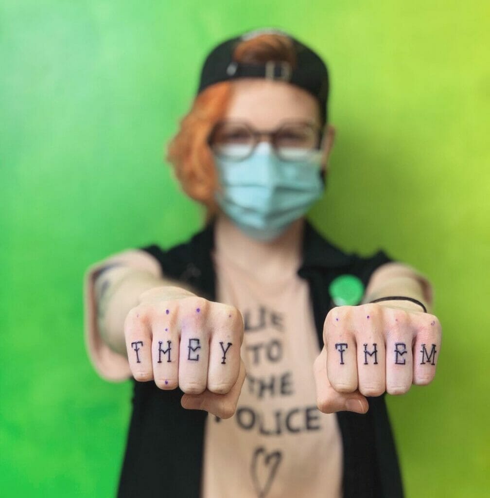 Knuckle Tattoos With Pronouns