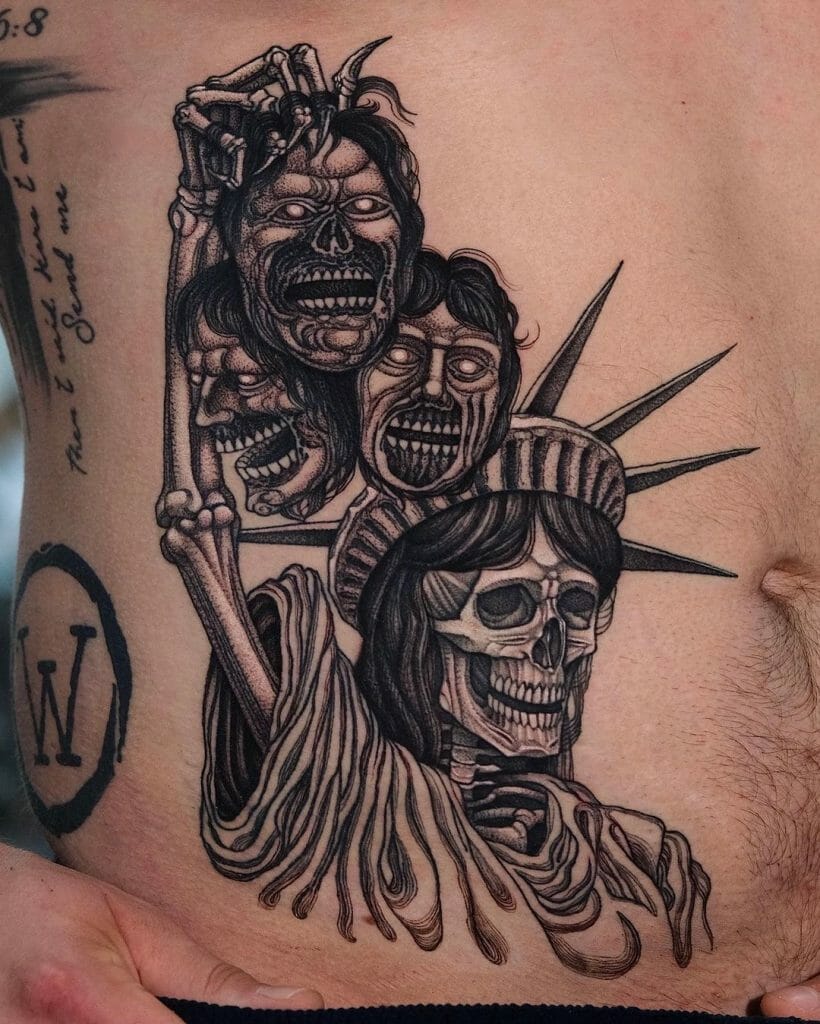 Lady Liberty Against Its Three Enemies Tattoo