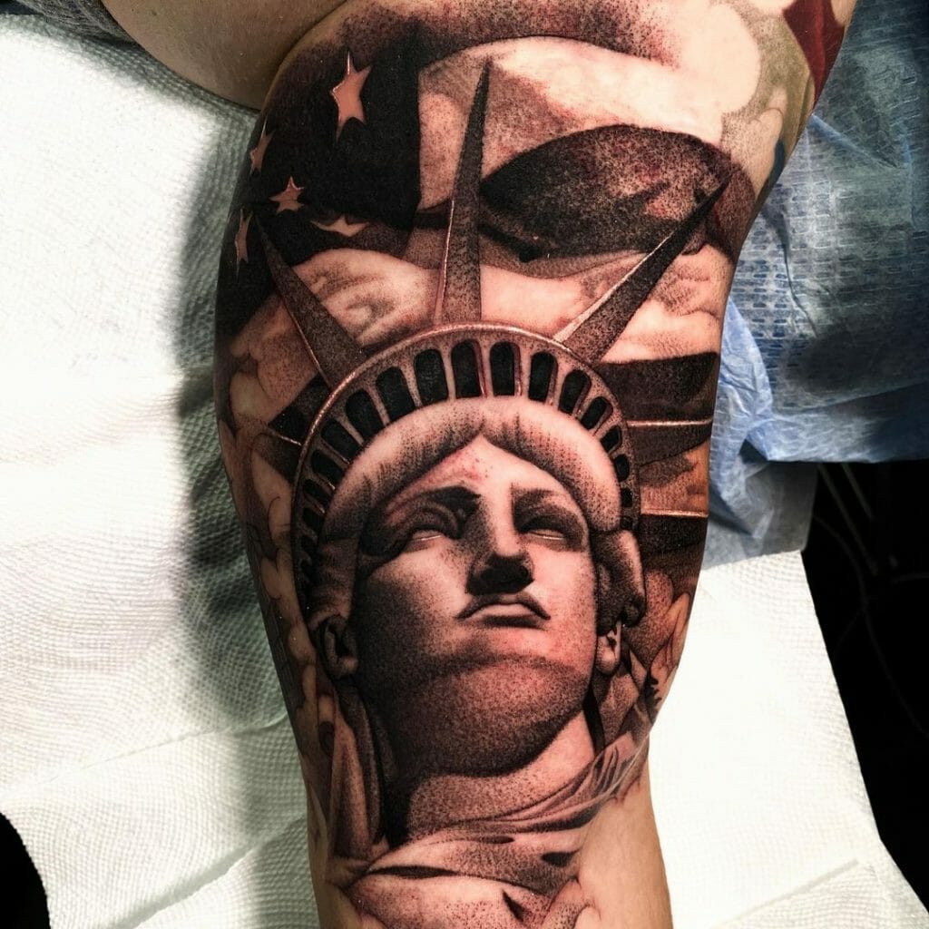 Lady Liberty And The American Flag Tattoo
