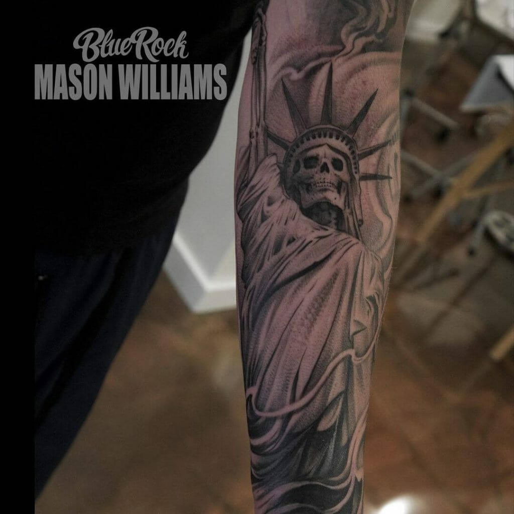 Lady Liberty Skeleton Tattoo