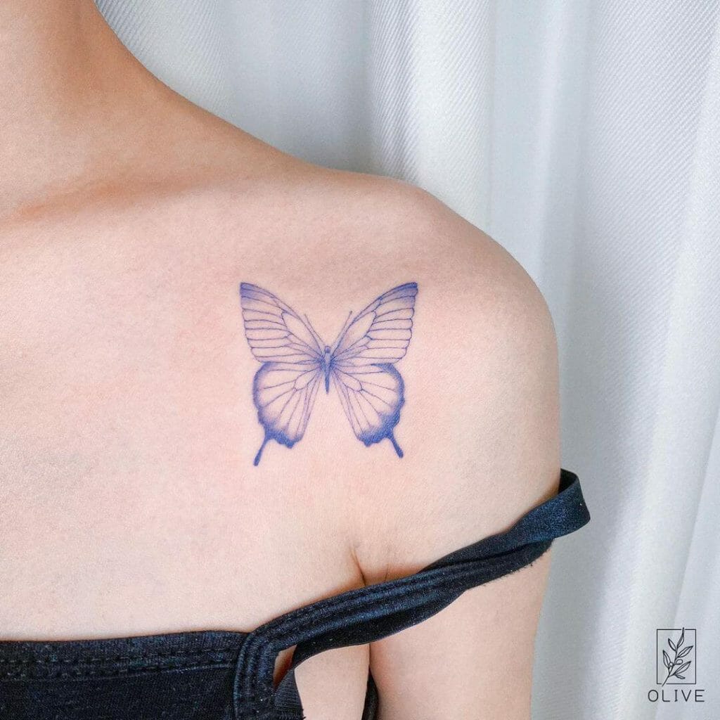 Lavender Butterfly Tattoo Design