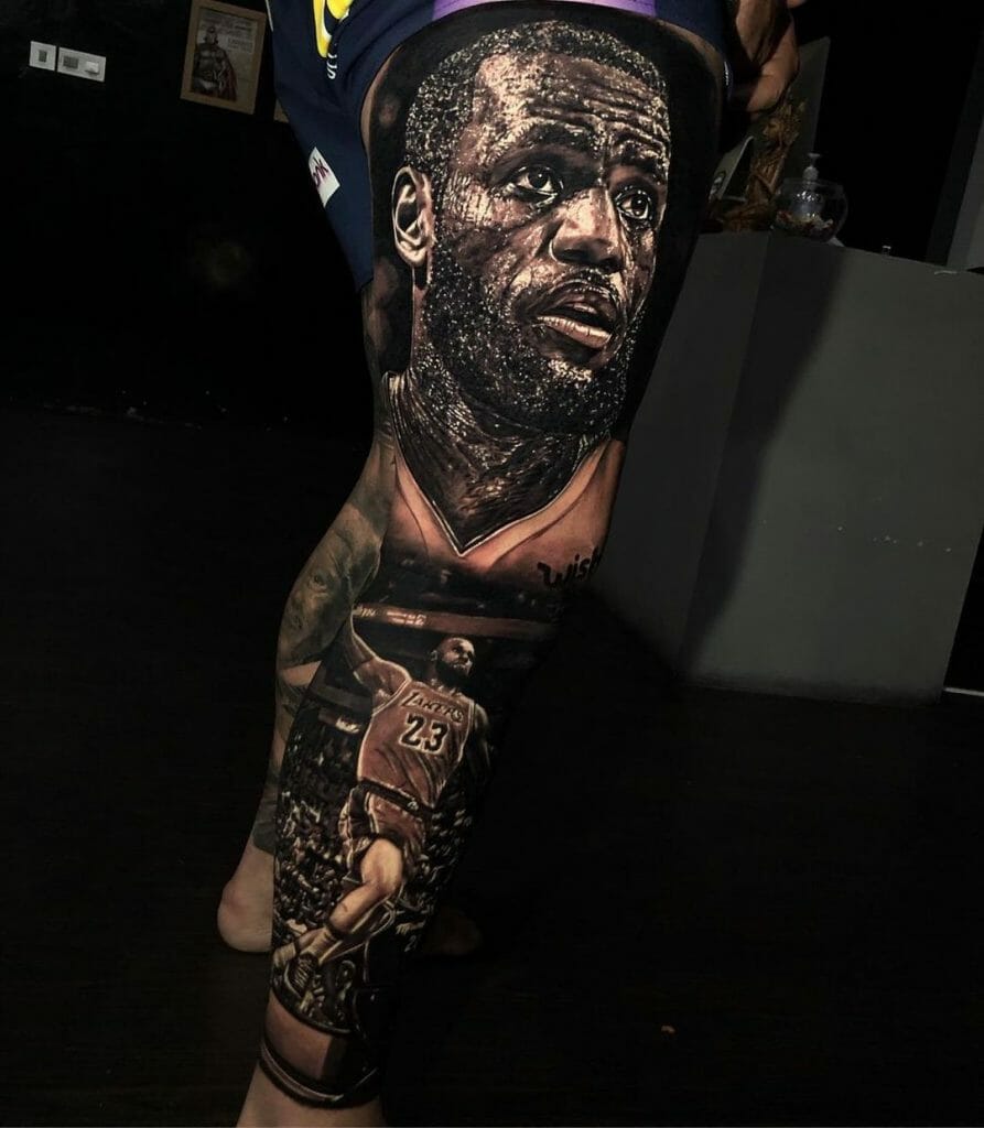 LeBron James Legs Sleeve Tattoo