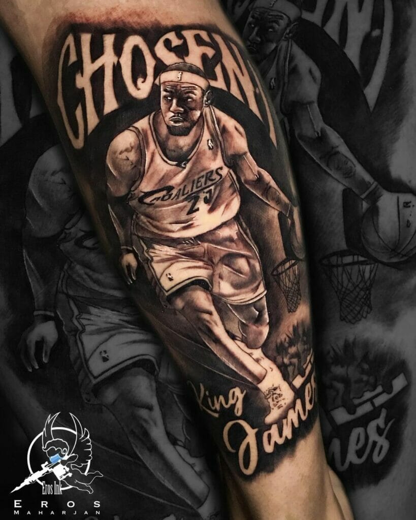 Lebron James In Action Tattoo