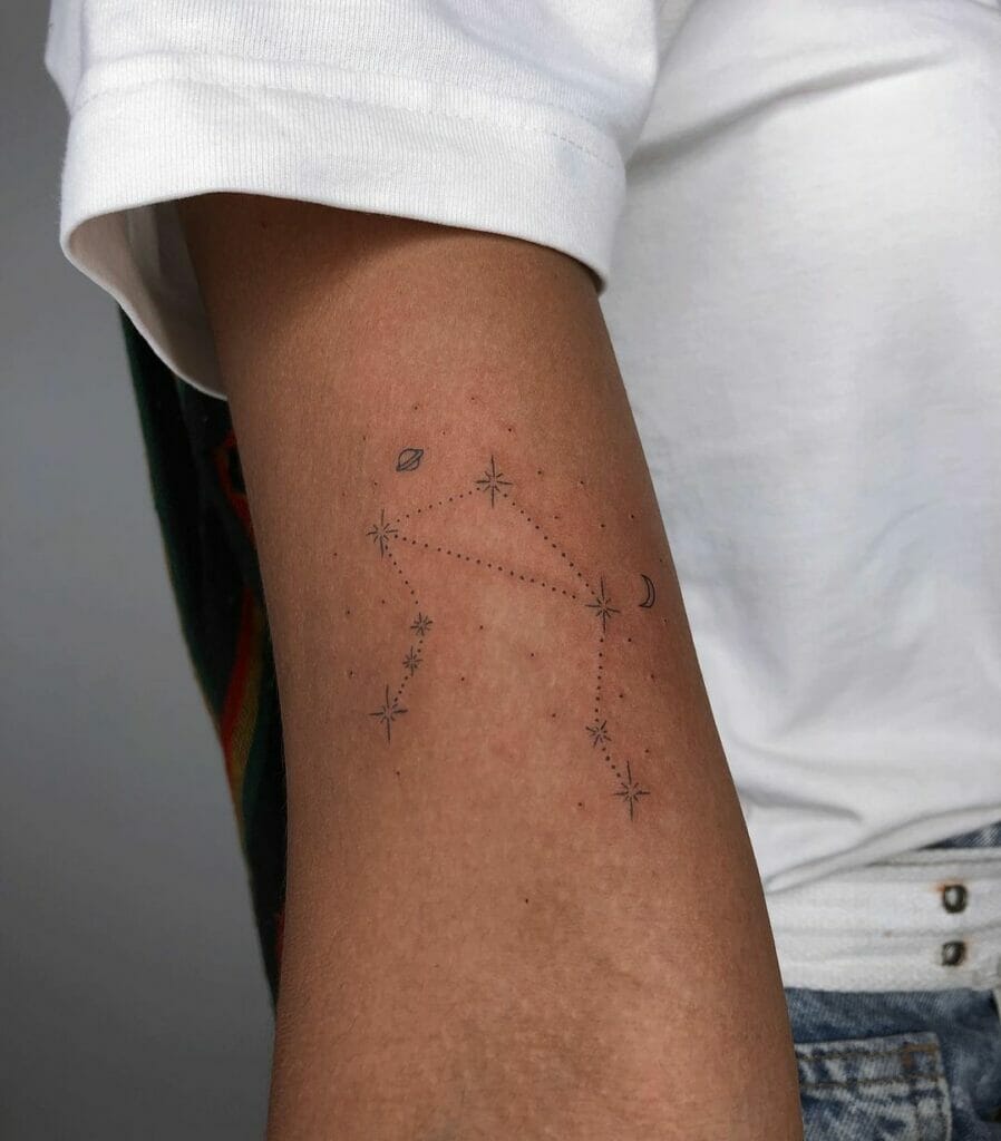 Libra Star Constellation Tattoo In Fine Lines