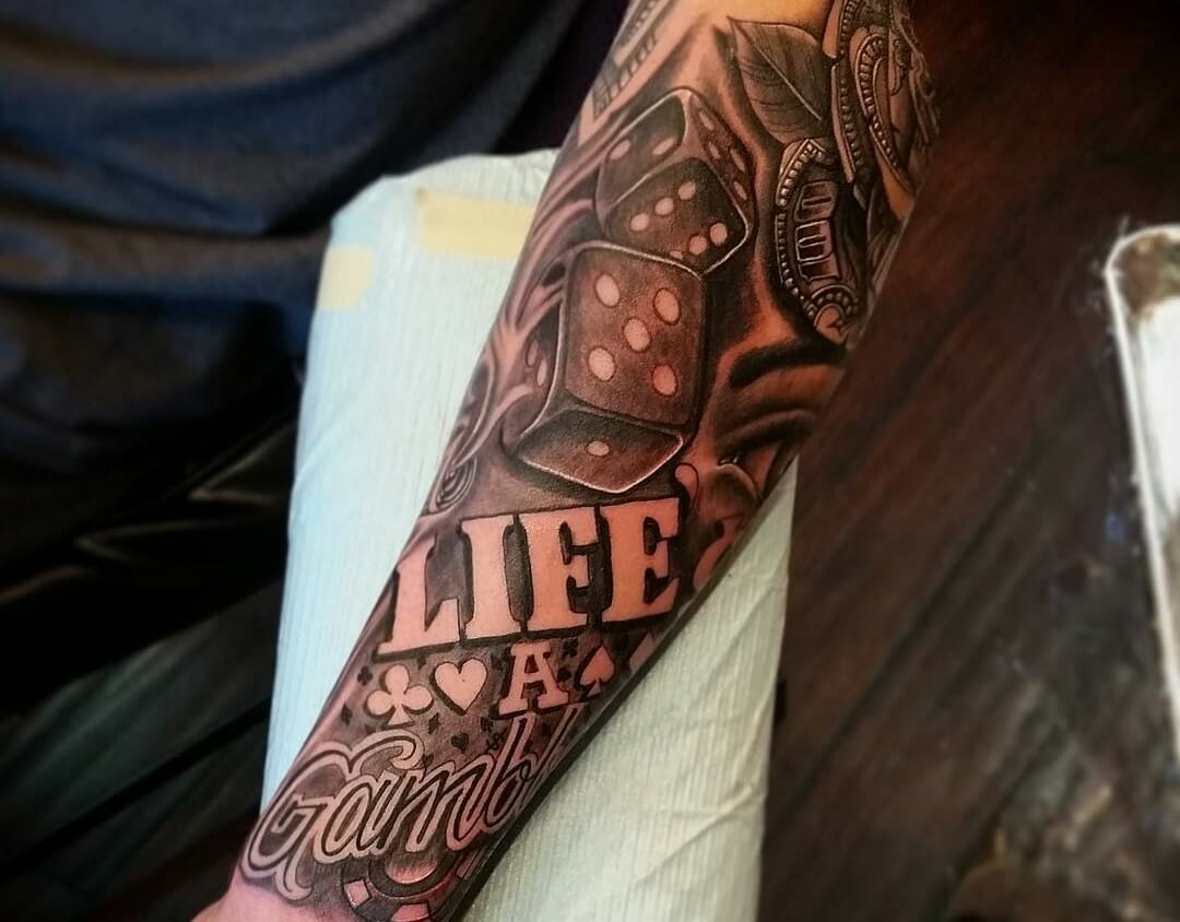 Pin by chris marcks on Flash art  Lifes a gamble tattoo Money tattoo  Tattoo sleeve men