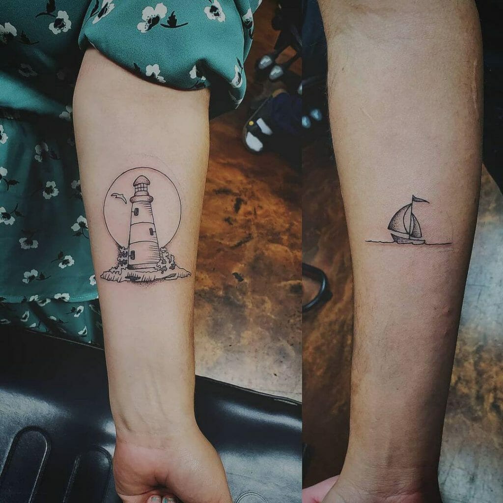 Lighthouse And Sailboat Tattoo