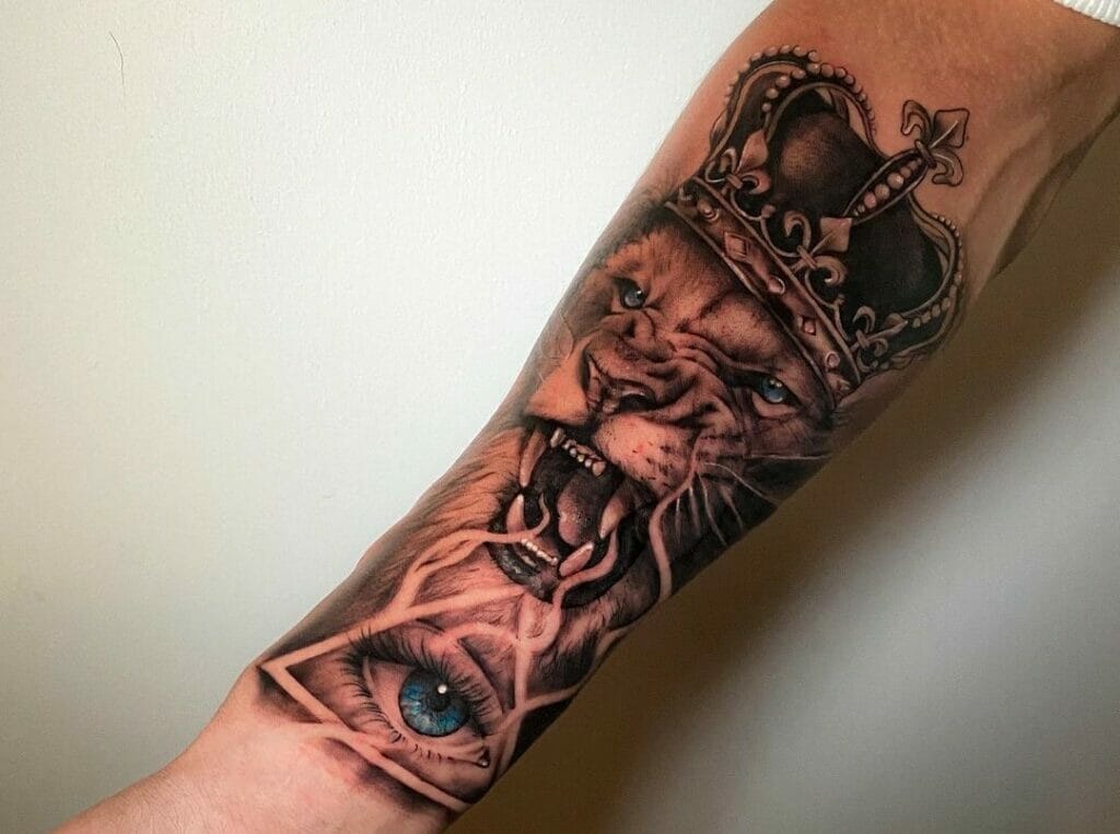 Lion With Crown Tattoo