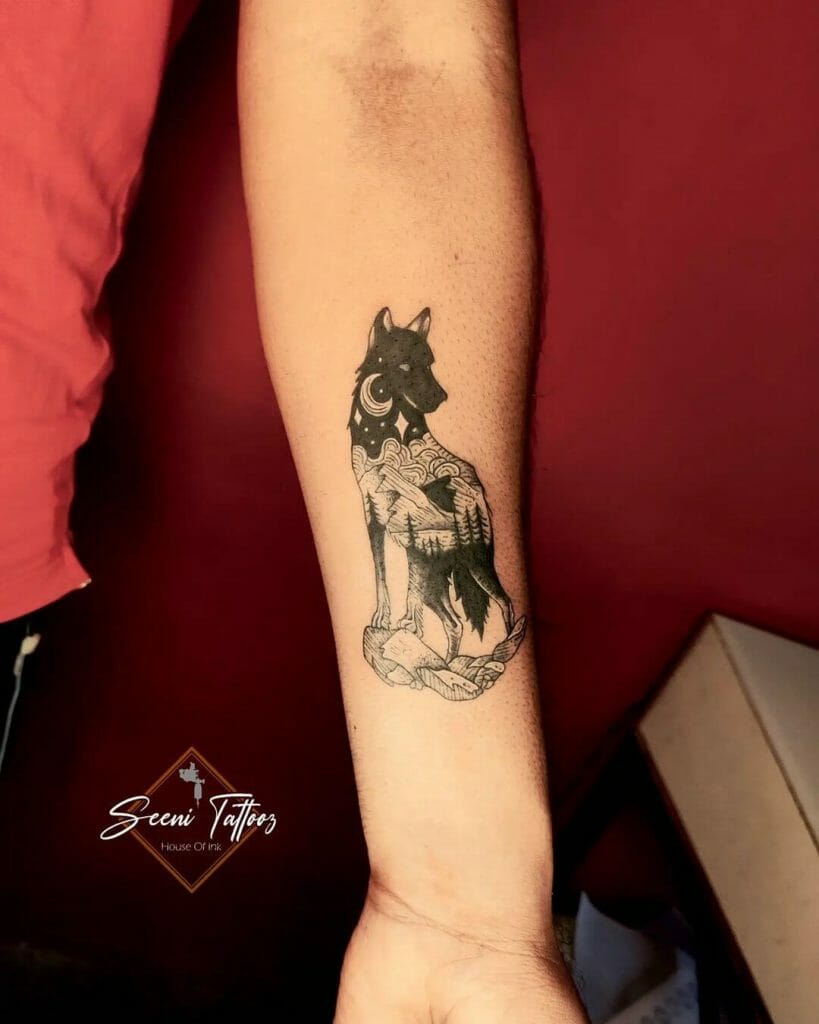 Lone Wolf Tattoo For Arms