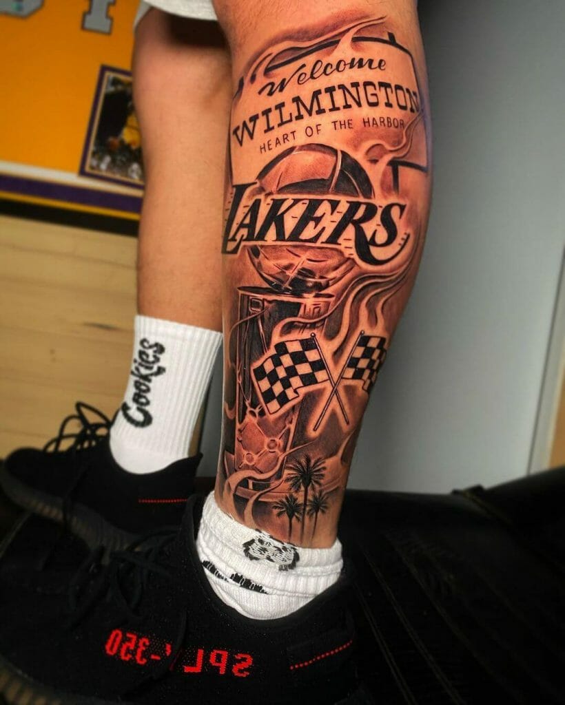 Los Angeles Lakers And NBA Trophy Tattoo