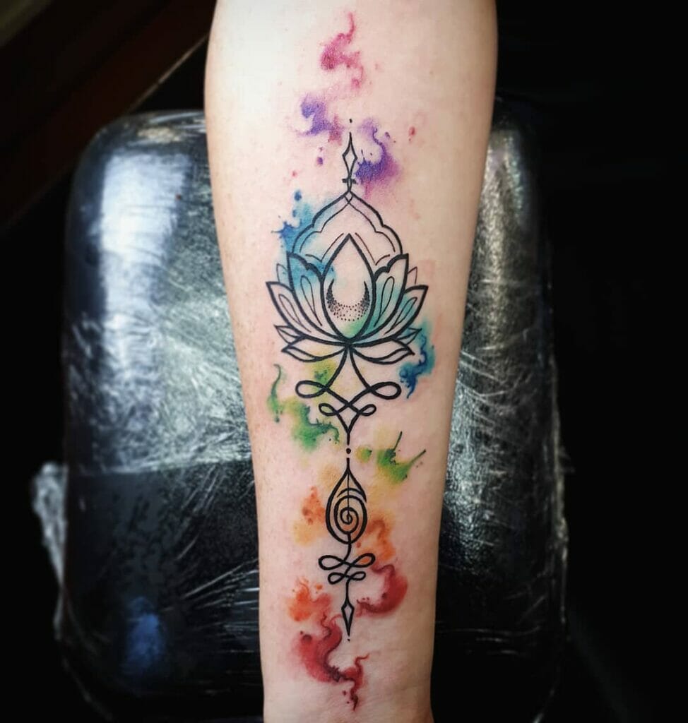 Lotus Flower Unalome Tattoo