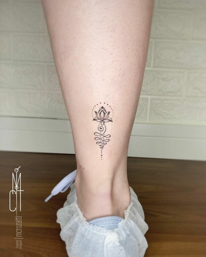 Lotus Flower x Ankle Unalome Tattoo