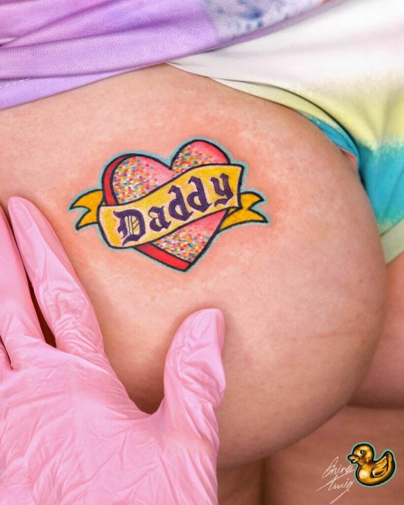 Love Cookie Banner Heart Tattoo