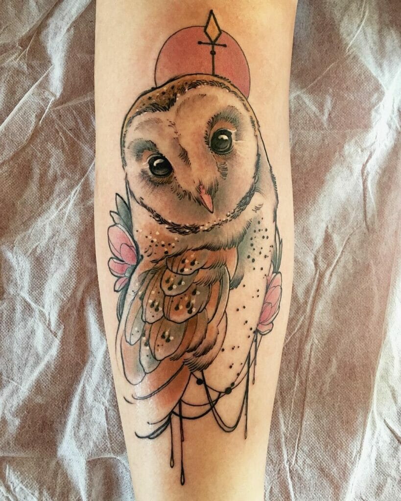 Lovely And Classic Barn Owl Tattoo