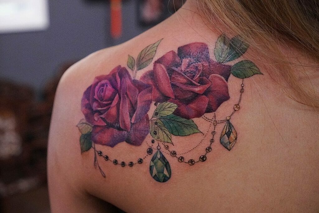 Lovely Ideas For Gem Tattoos With Floral Motifs