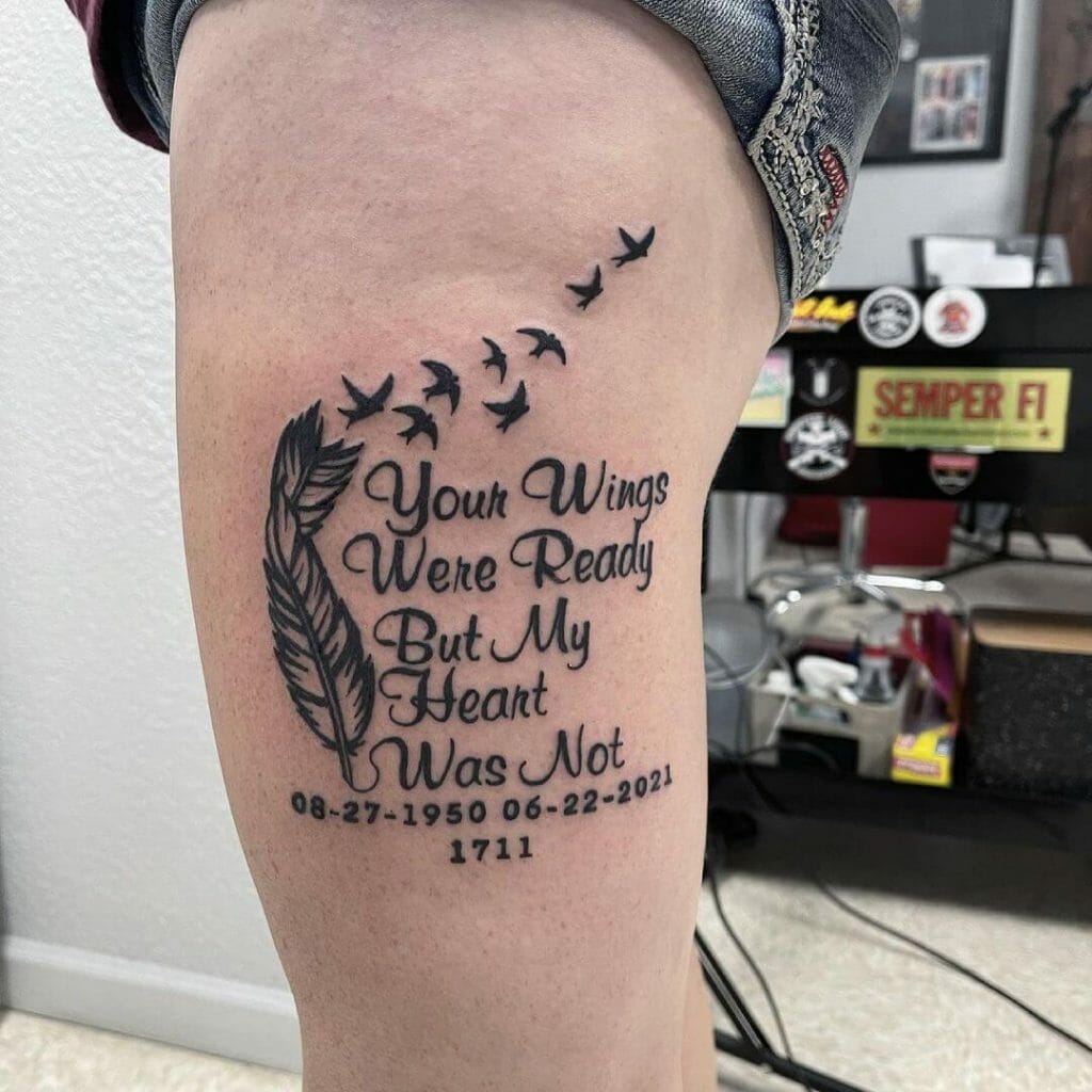 Lovely Memorial Tattoo Design With Ashes