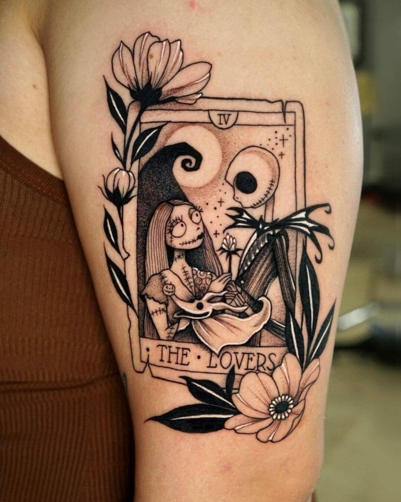 Lovers From 'The Nightmare Before Christmas' Tarot Card Tattoo