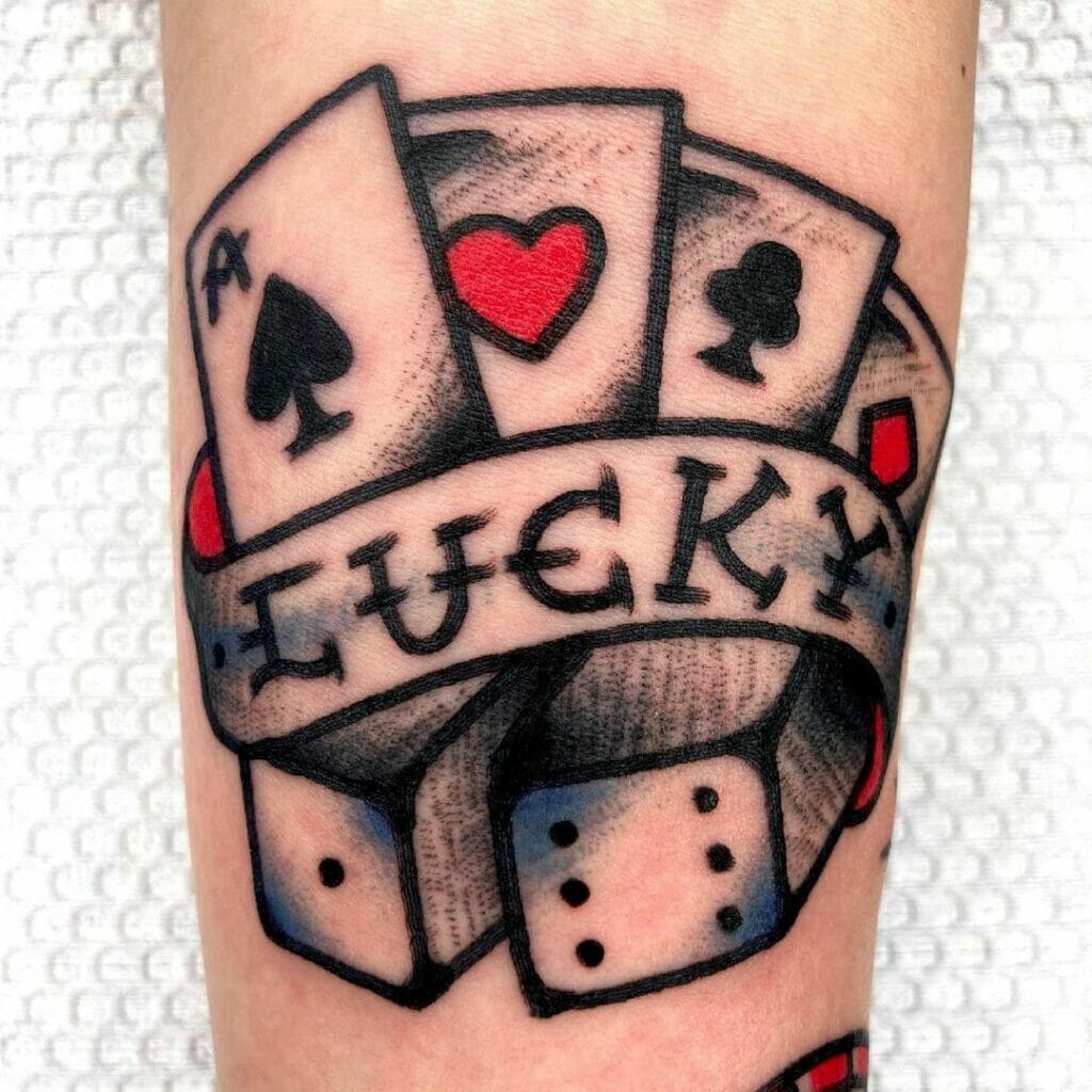 Lucky Cards With Dice Gambling Tattoos
