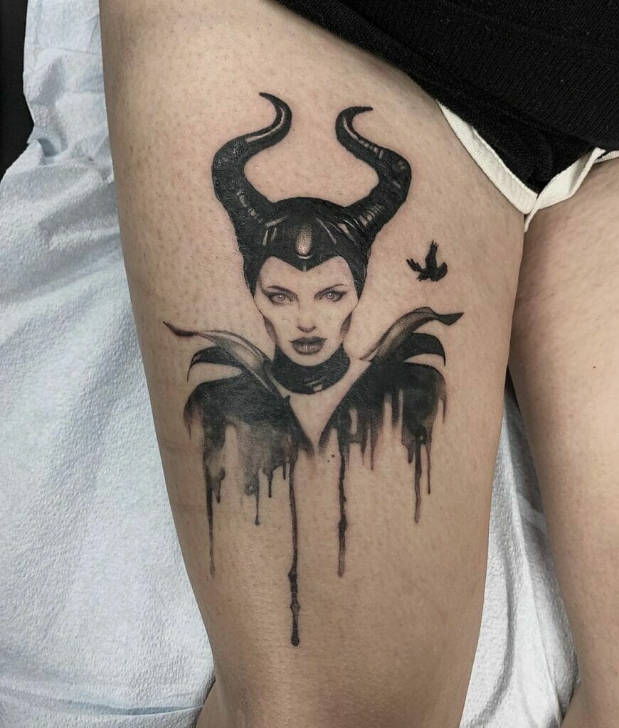 Maleficent Watercolour Tattoo