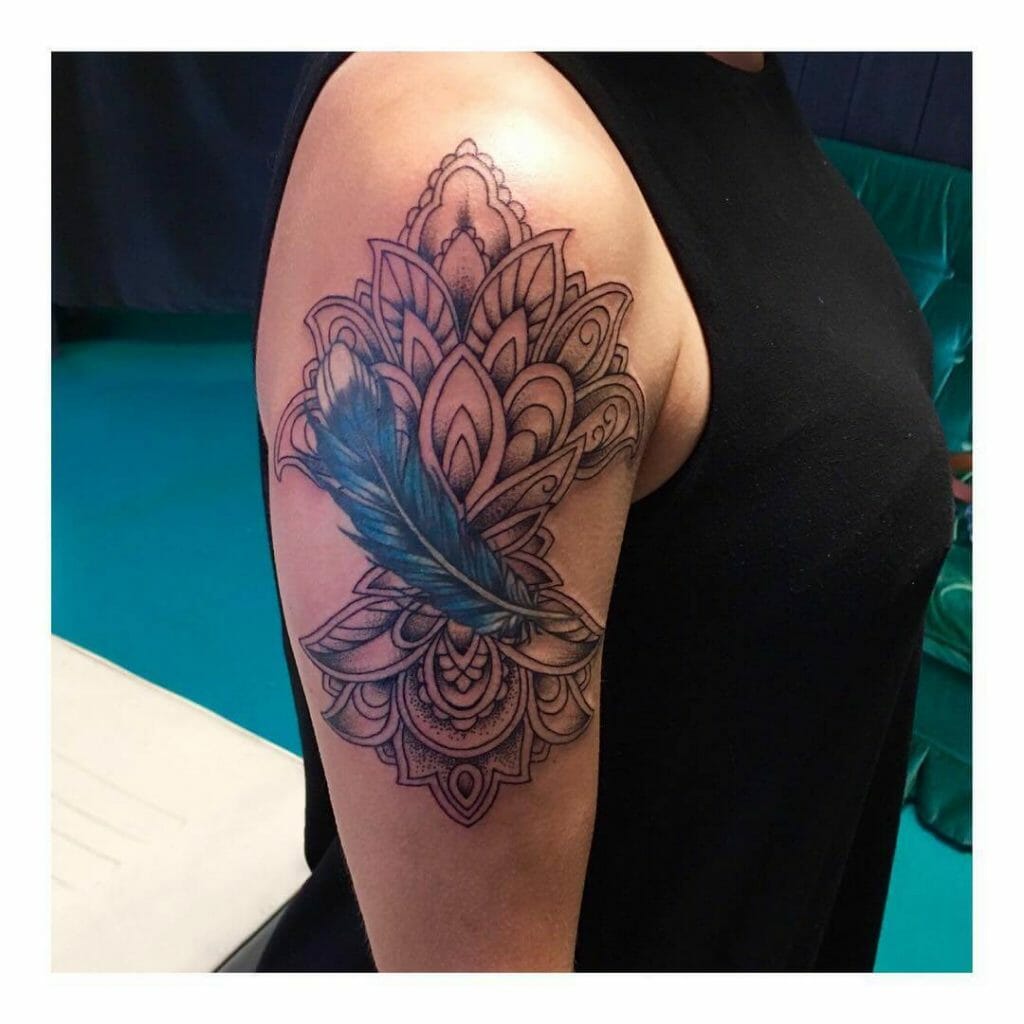 Mandala Art Blue Jay Feather Tattoo
