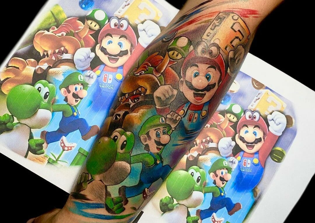 50 Bowser Tattoo Ideas For Men  Mario World Fandom Designs
