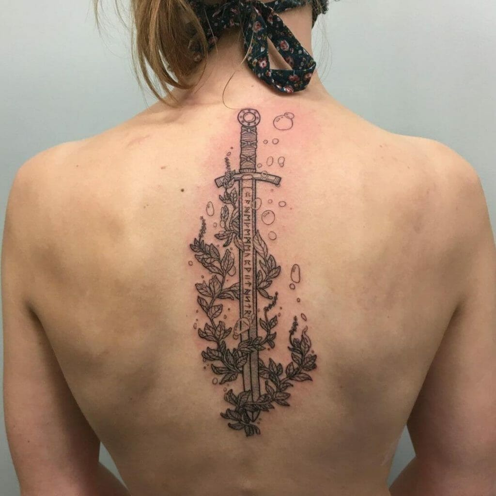 Massive 'Excalibur In Avalon' Back Tattoo