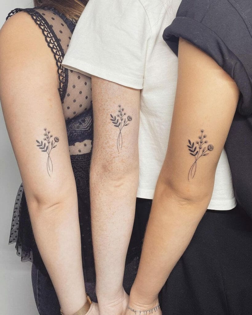 Matching Flower Tattoo For Best Friends