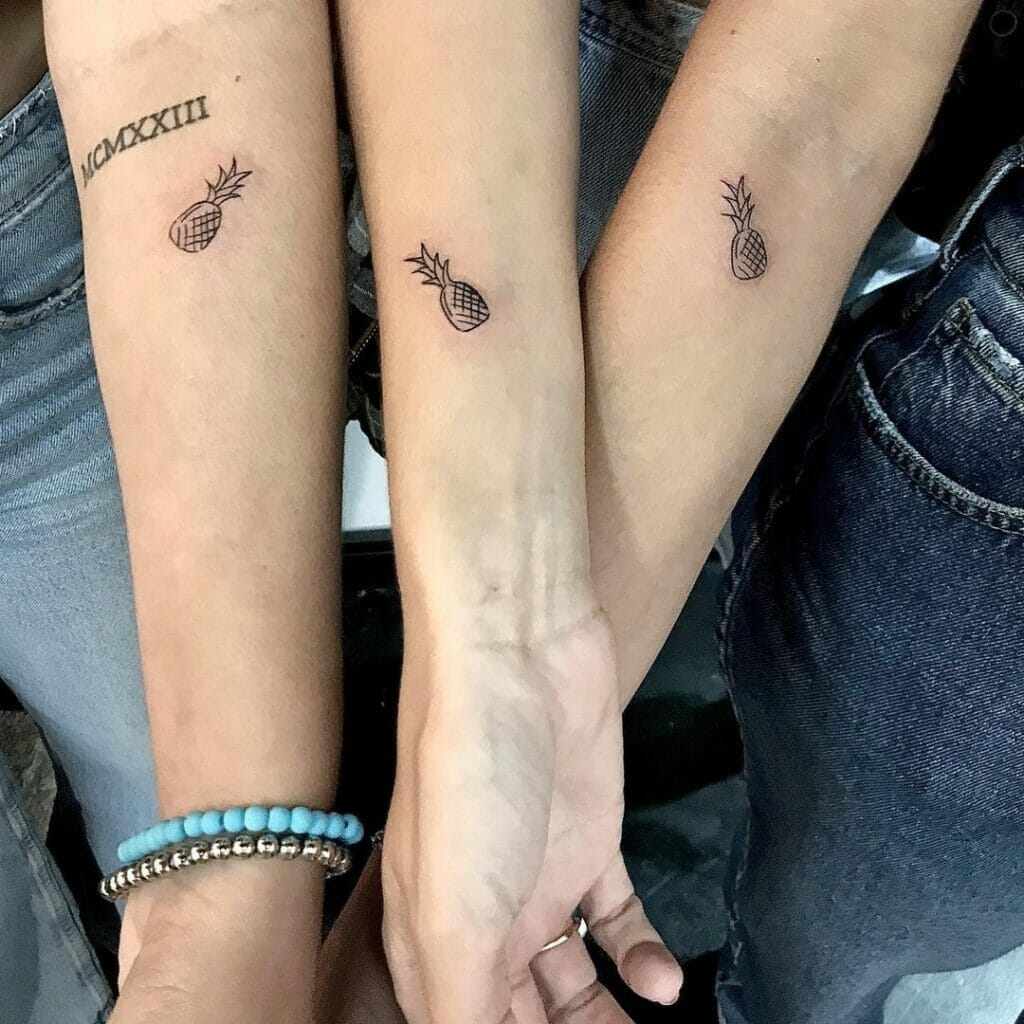 Matching Pineapple Friend Tattoo Designs For Your Gang That You Cannot Miss.