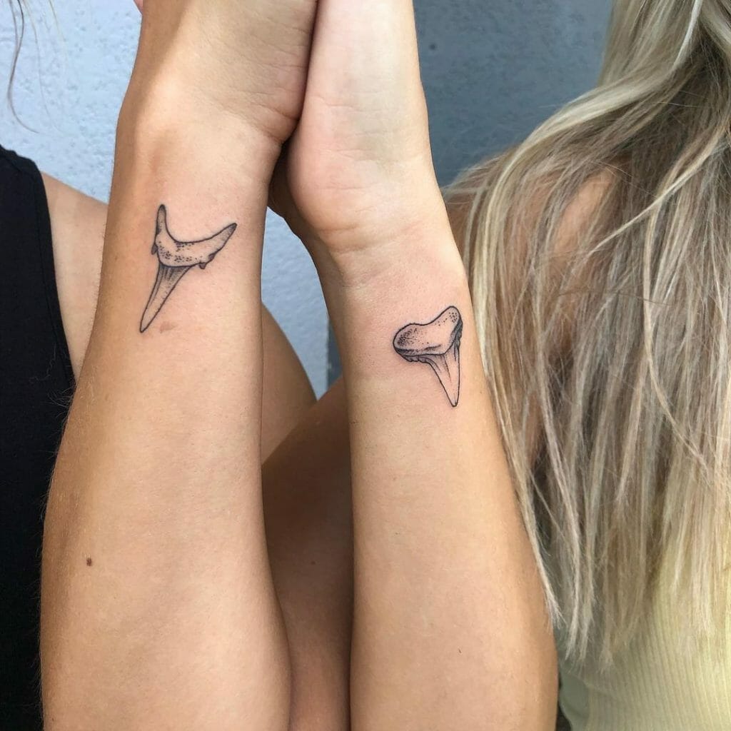 Matching Shark Tooth Set Tattoos