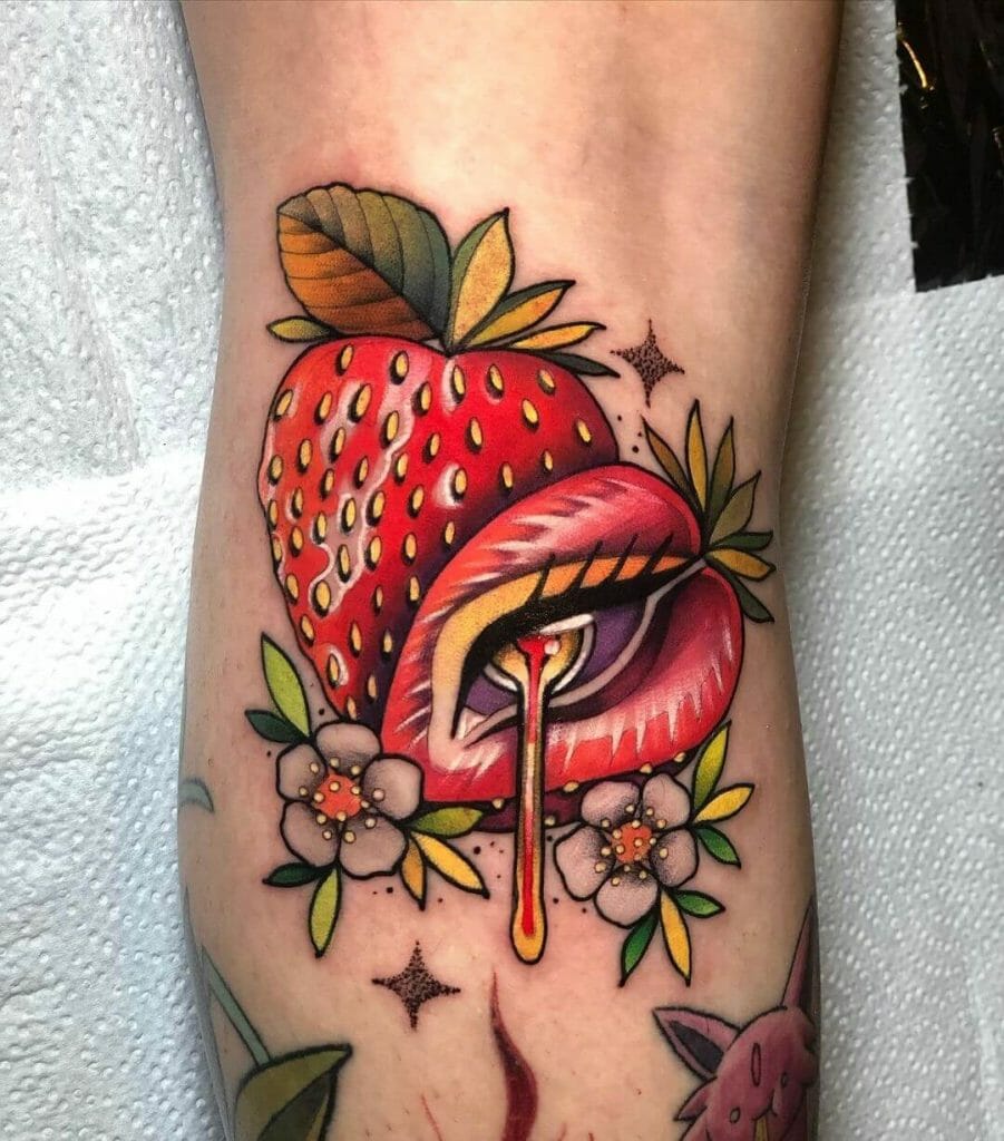 Melting Strawberry Tattoo