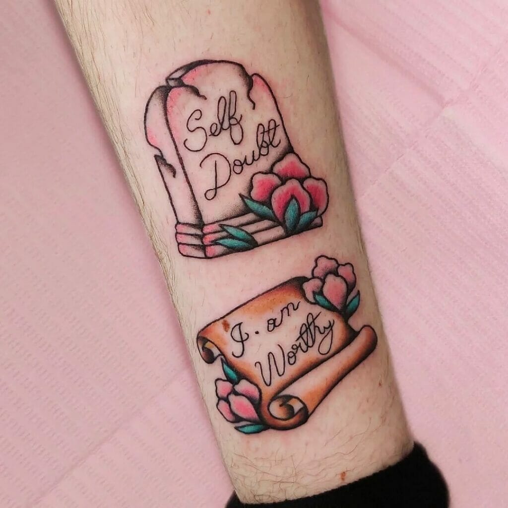 Mental Health Awareness With Gravestone And Scroll Tattoo
