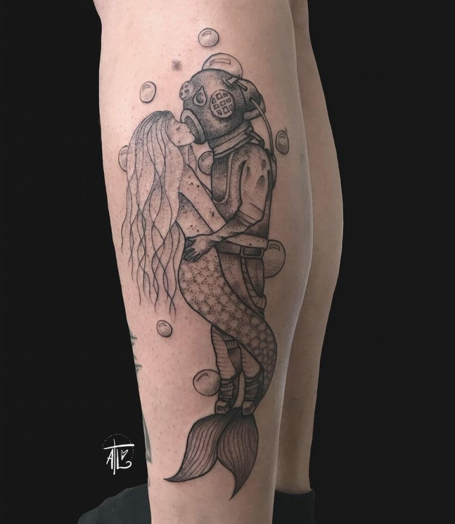 Mermaid X Scuba Diver Banksy Tattoo