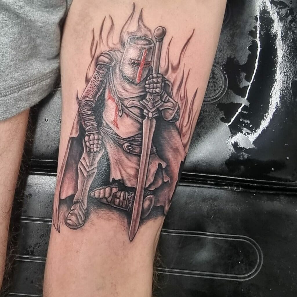 Metallic Knight Templar Armour Tattoo