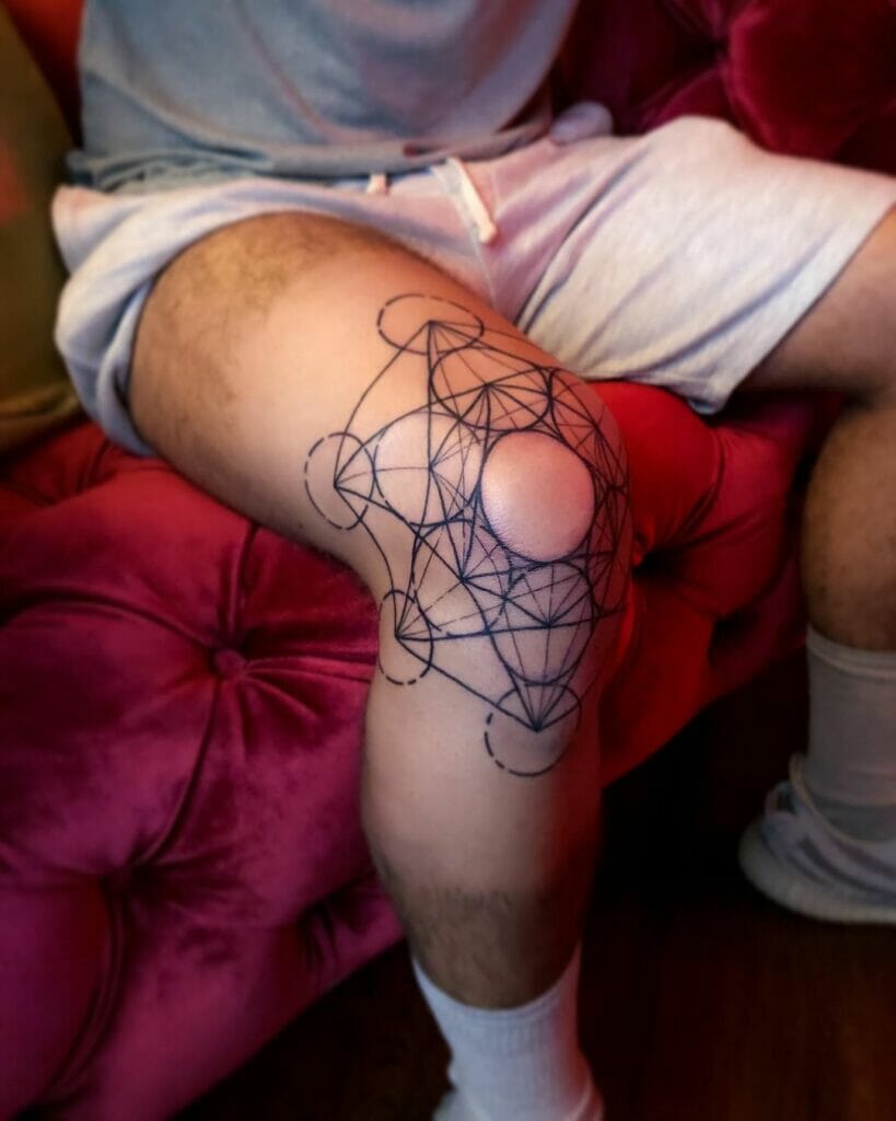 Metatron's Cube Knee Tattoo