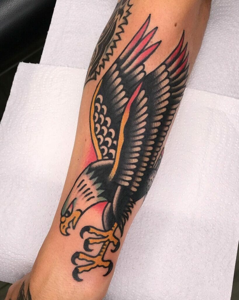 Mexican Eagle Flying Down Tattoo Designs
