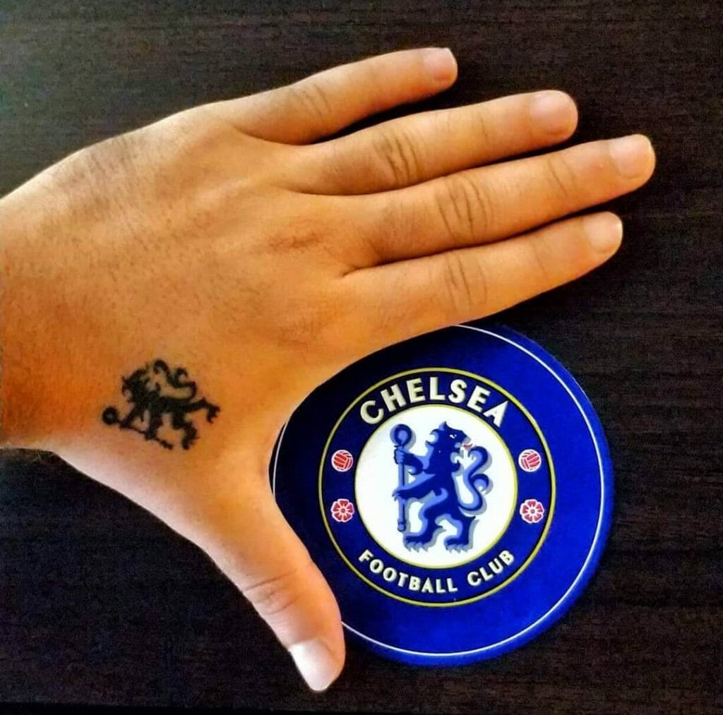 Miniature Chelsea FC Logo Hand Tattoo